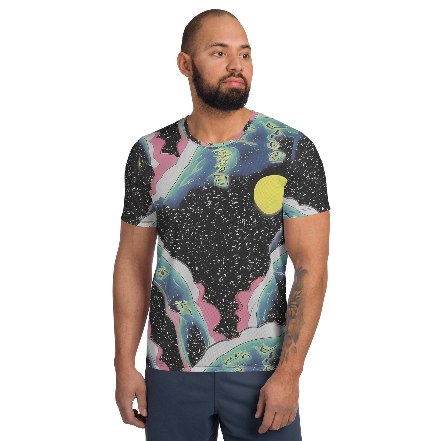 Men's Athletic T-Shirt - Lunar Waves