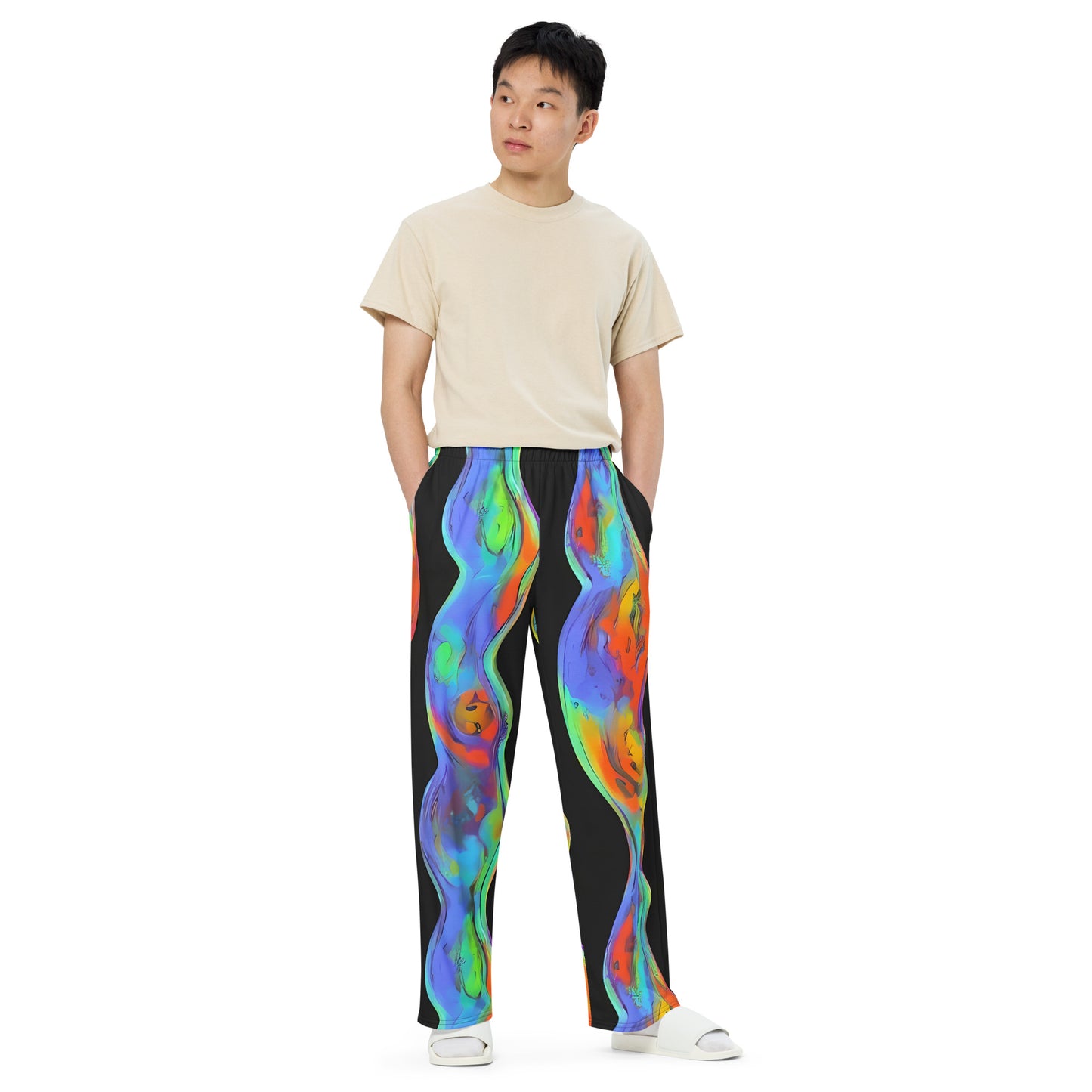 Wide-Leg Pants - Vibrant Vortices
