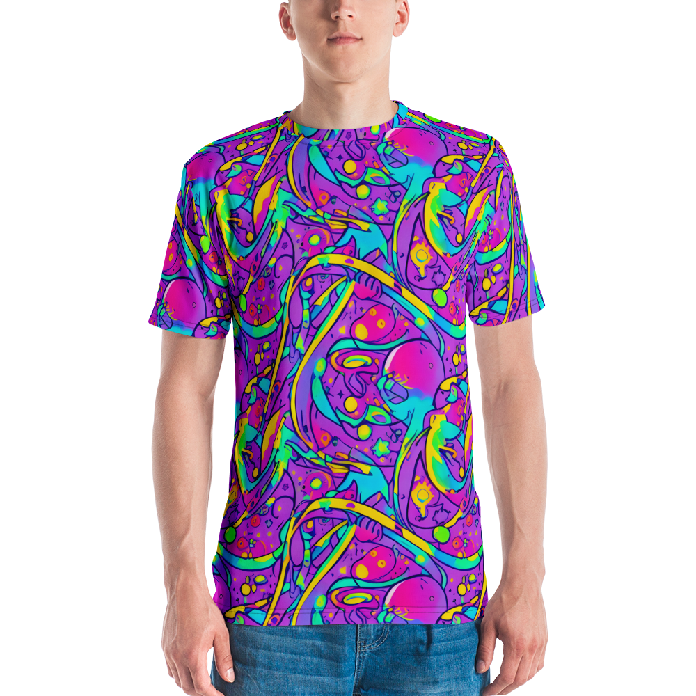 Men's Crew Neck T-Shirt - Neon Galaxy Whirl