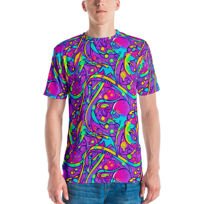 Men's Crew Neck T-Shirt - Neon Galaxy Whirl