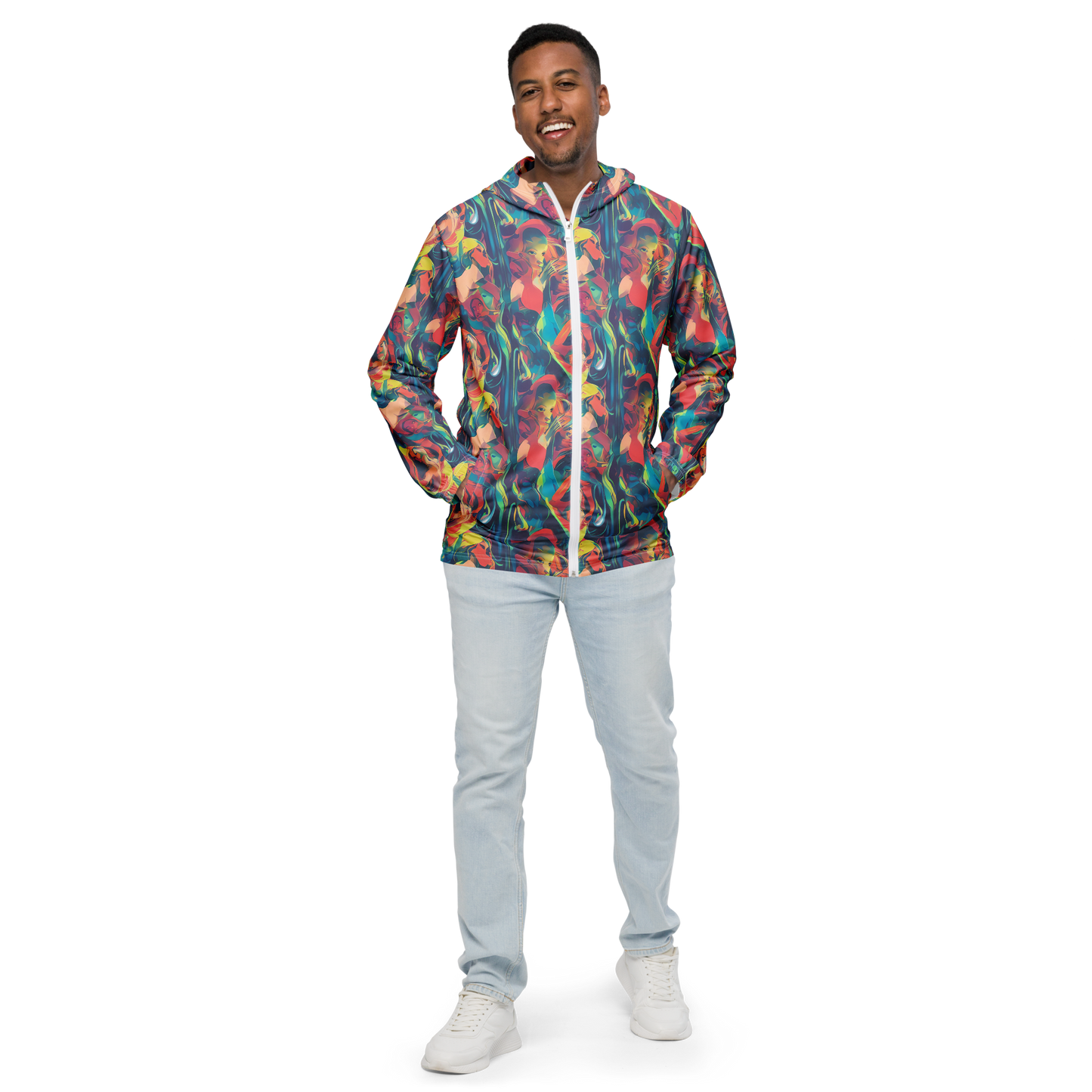 Men's Windbreaker - Neon Aurora