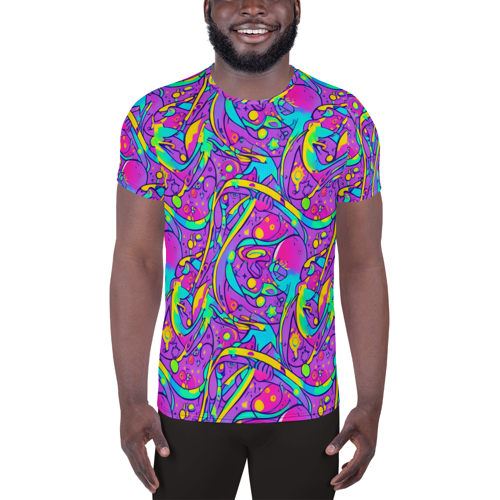 Men's Athletic T-Shirt - Neon Galaxy Whirl