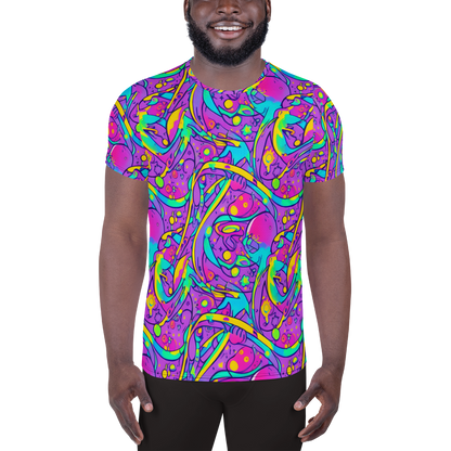 Men's Athletic T-Shirt - Neon Galaxy Whirl