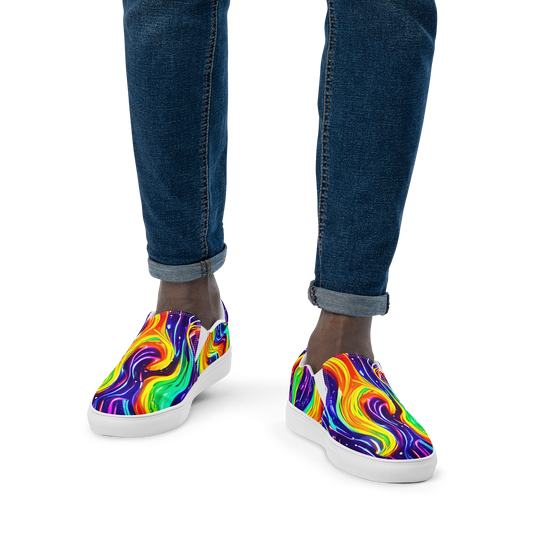 Men's Slip-On Canvas Shoes - Galactic Flames