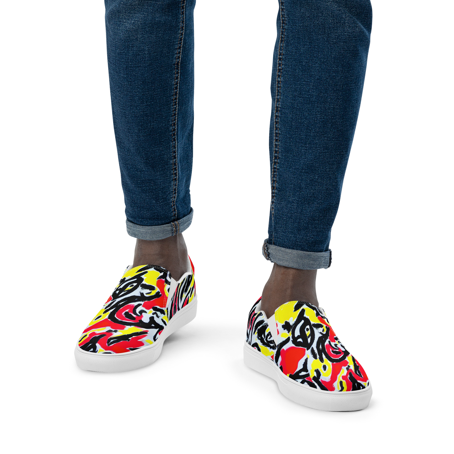 Men's Slip-On Canvas Shoes - Cosmic Brushstrokes