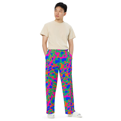 Wide-Leg Pants - Fluorescent Camouflage