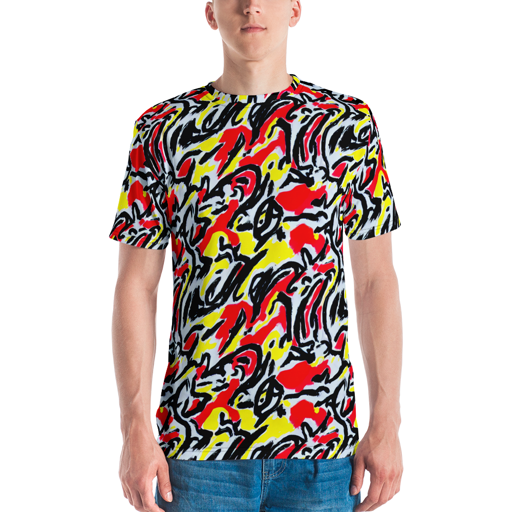 Men's Crew Neck T-Shirt - Cosmic Brushstrokes