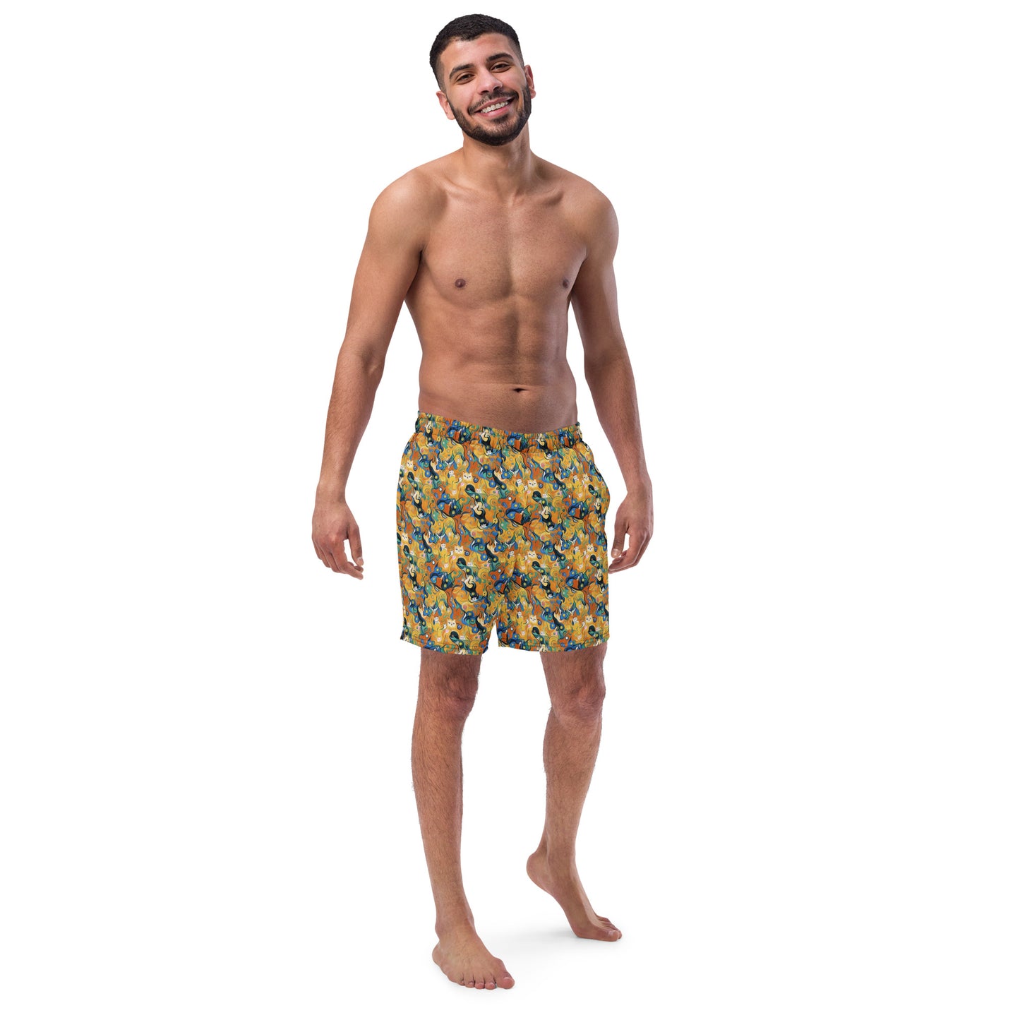 Swim Trunks - Whimsical Feline Dance