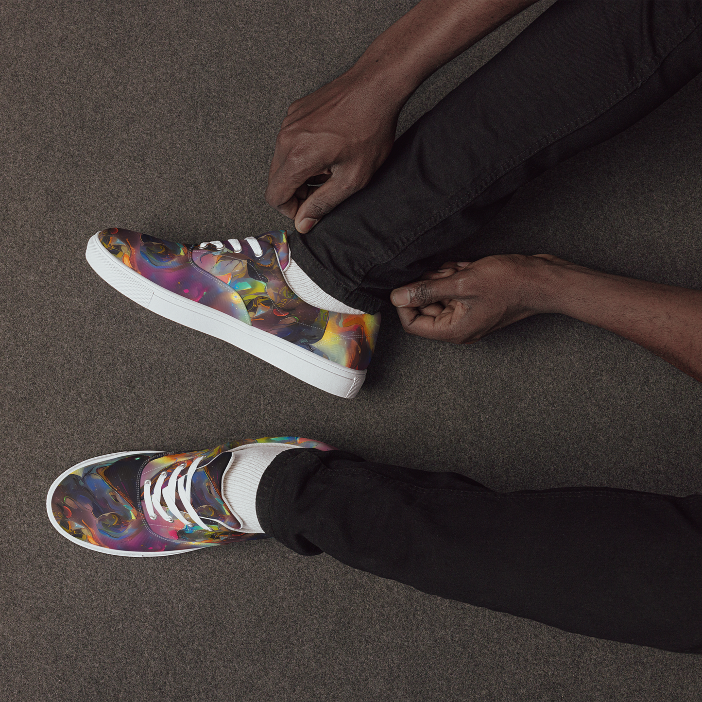 Men's Lace-Up Canvas Shoes - Cosmic Fusion