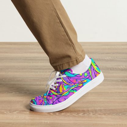 Men's Lace-Up Canvas Shoes - Neon Galaxy Whirl