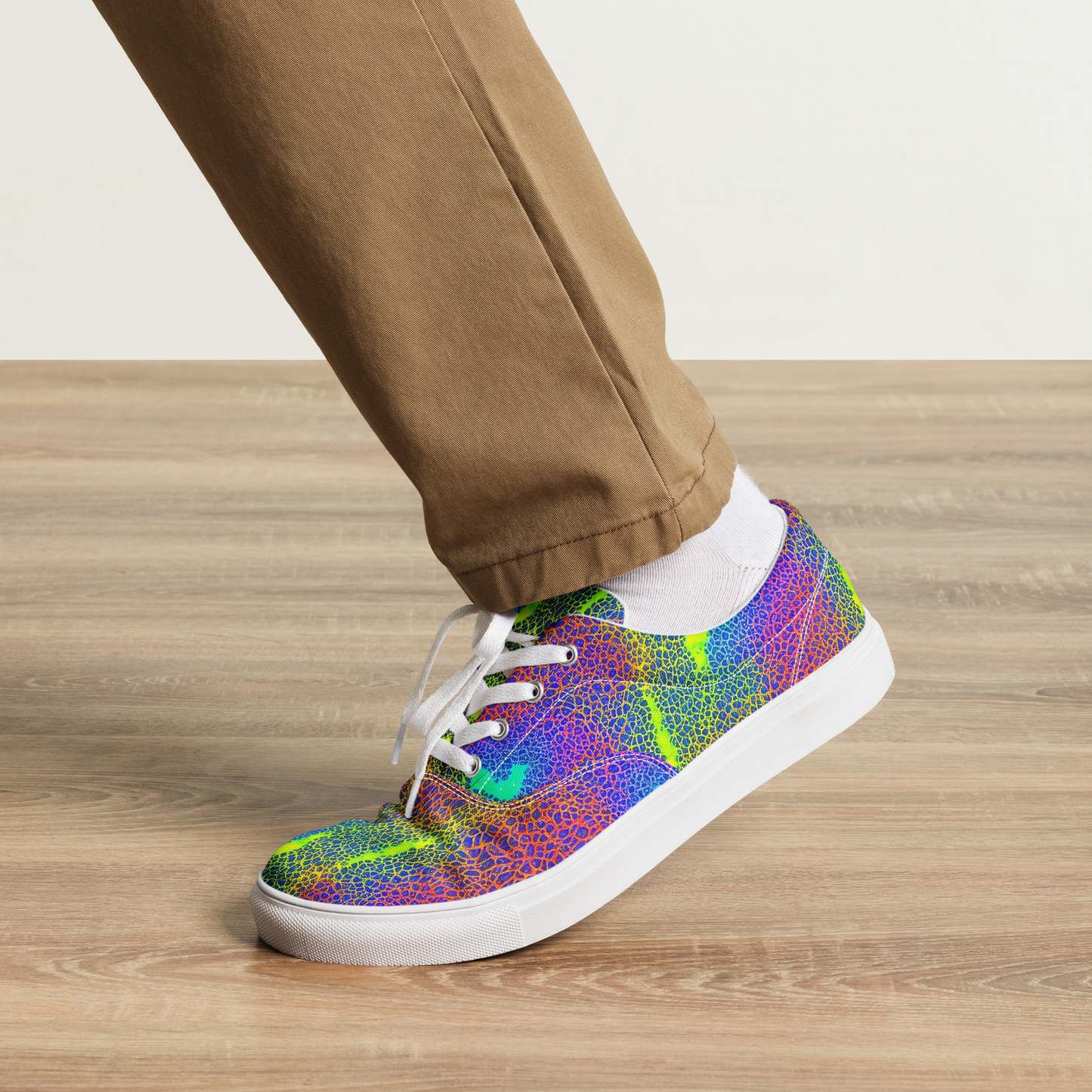 Men's Lace-Up Canvas Shoes - Prismatic Web