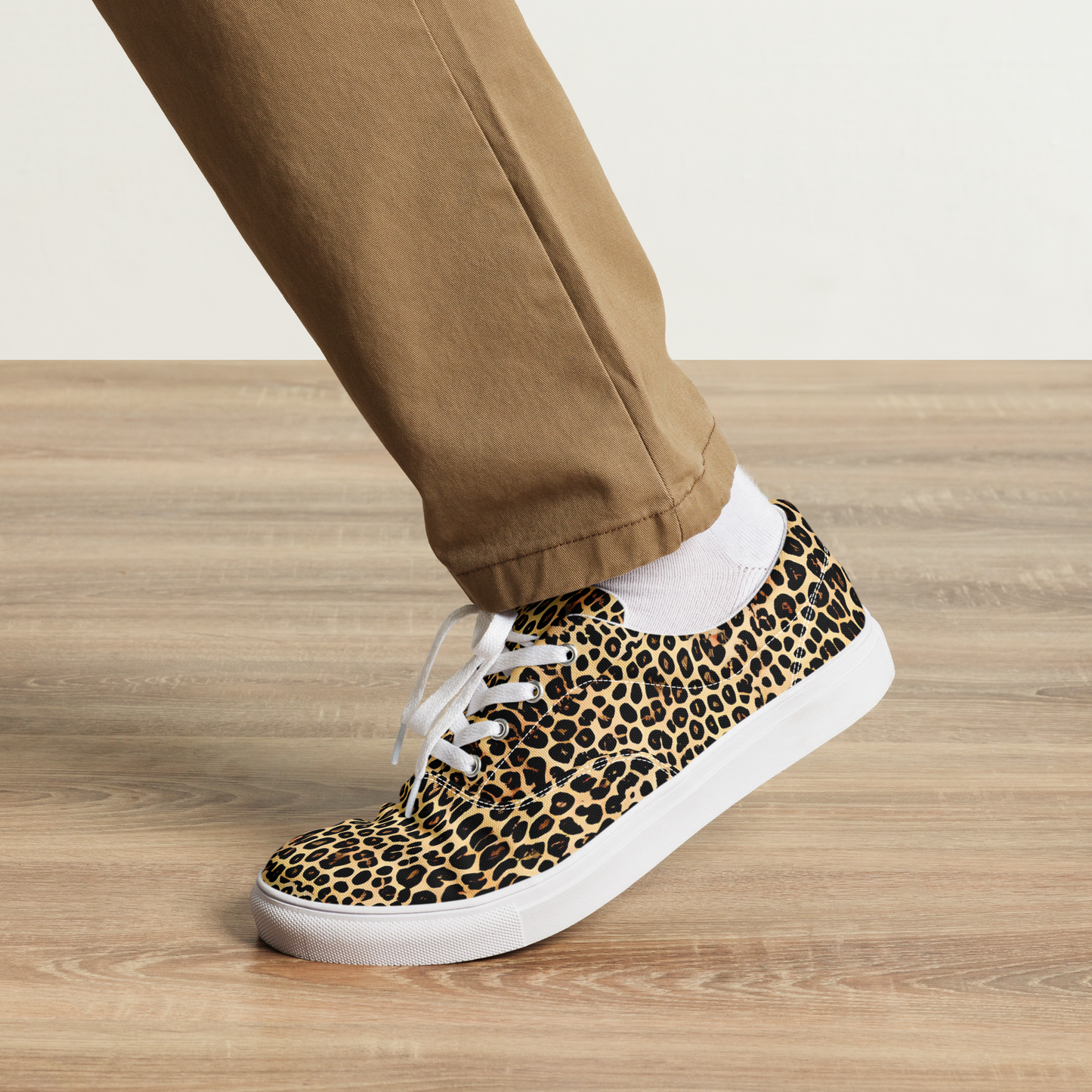 Men's Lace-Up Canvas Shoes - Cheetah Mosaic