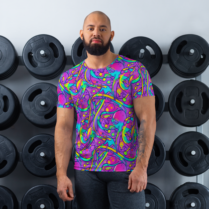 Men's Athletic T-Shirt - Neon Galaxy Whirl