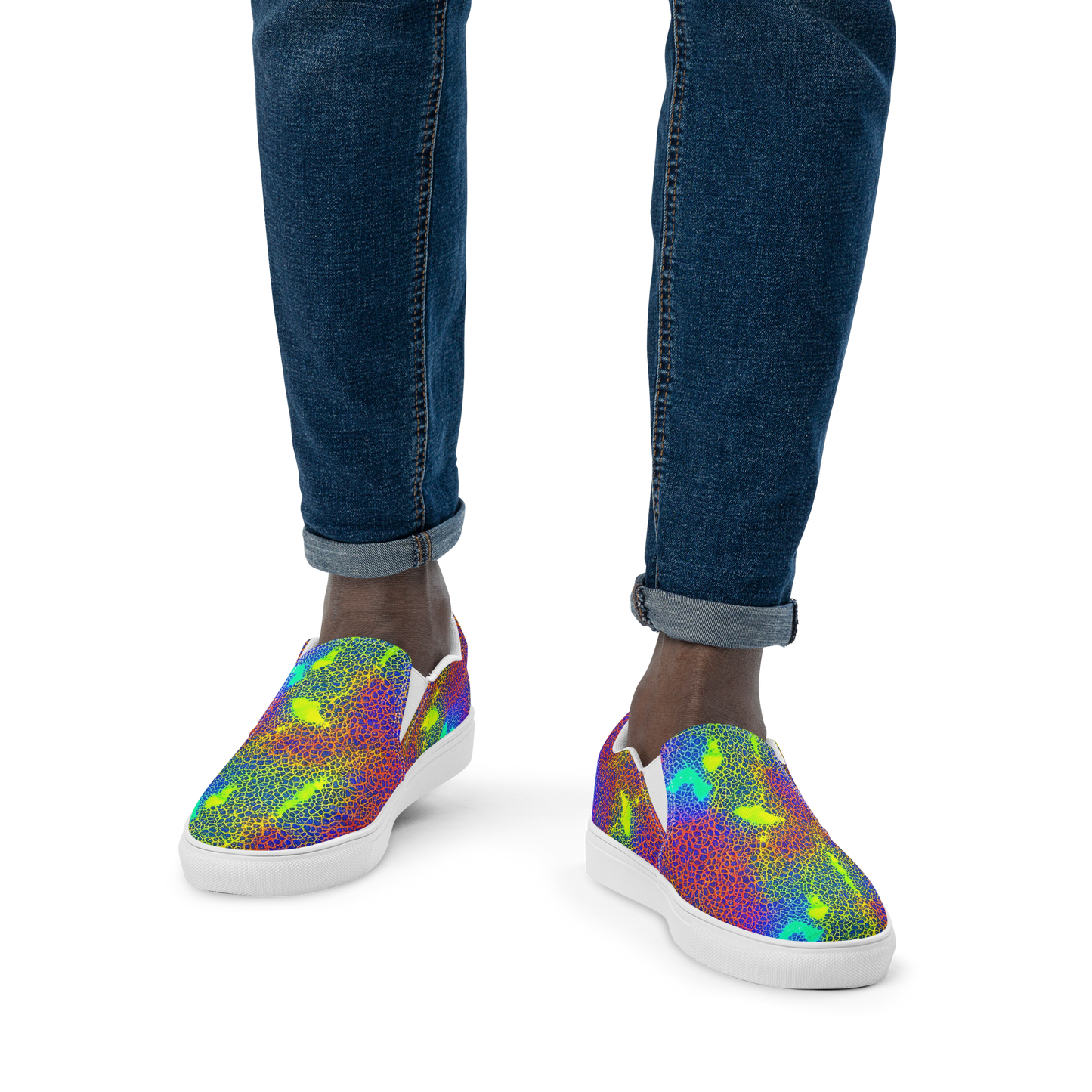 Men's Slip-On Canvas Shoes - Prismatic Web