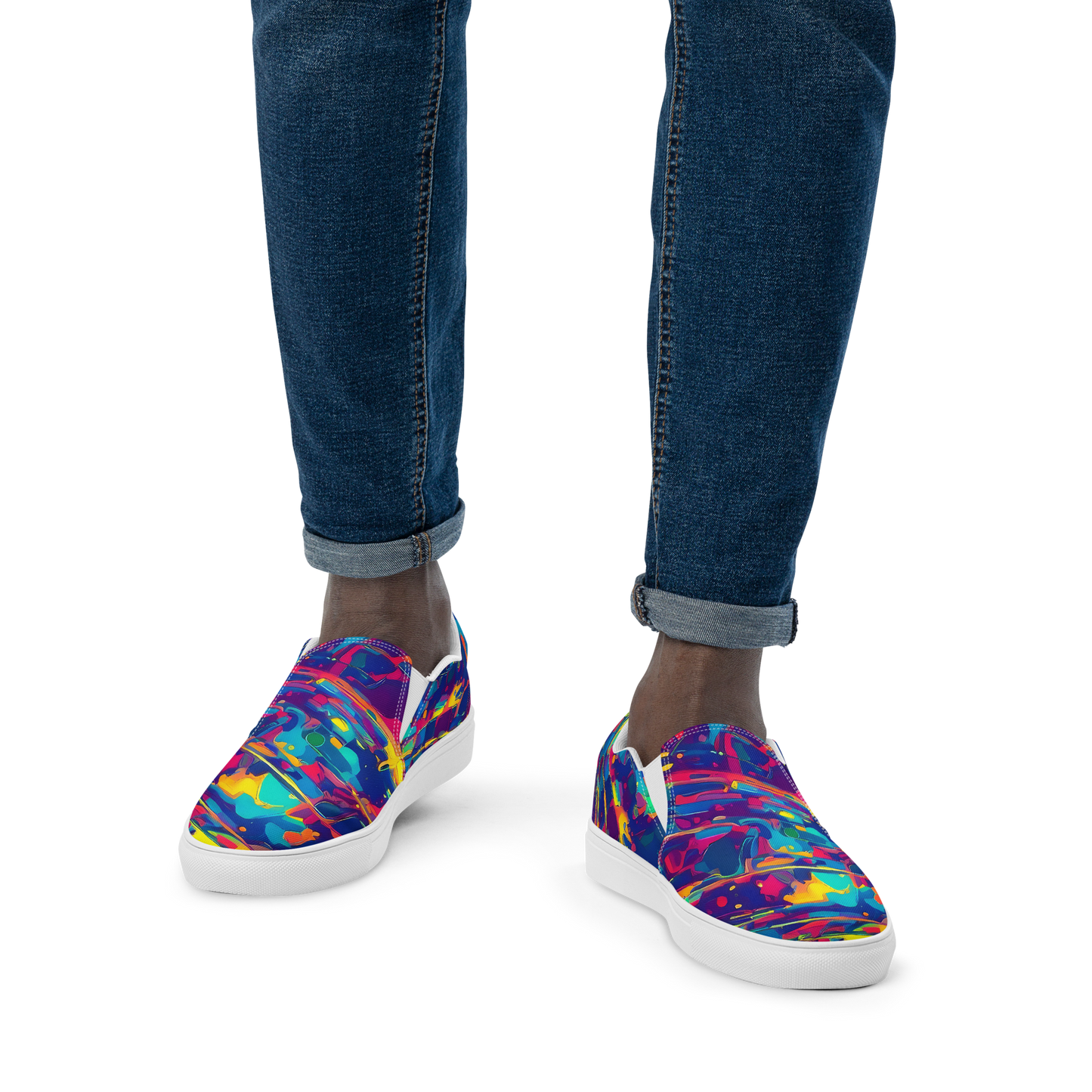 Men's Slip-On Canvas Shoes - Spectrum Streaks