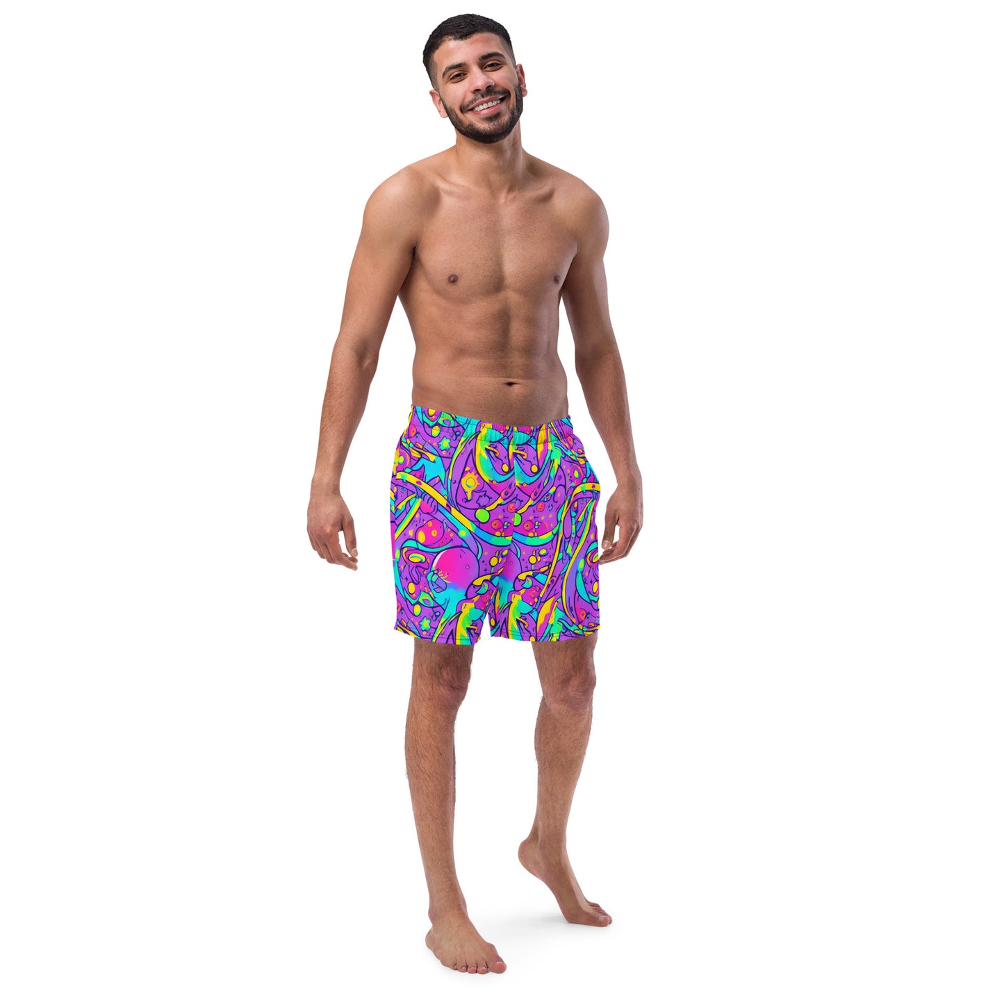 Swim Trunks - Neon Galaxy Whirl