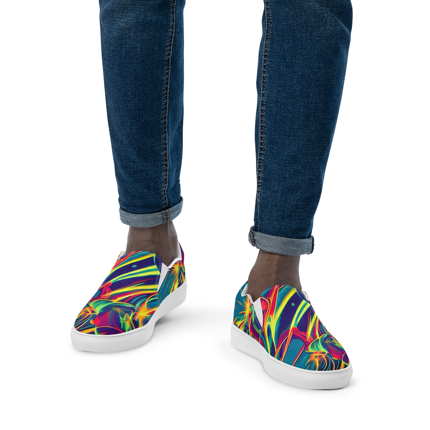 Men's Slip-On Canvas Shoes - Cosmic Inferno
