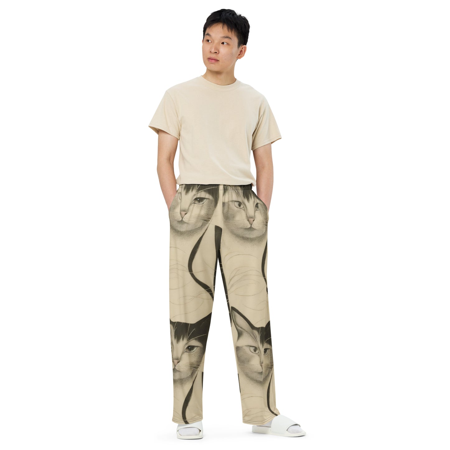 Wide-Leg Pants - Feline Symphony