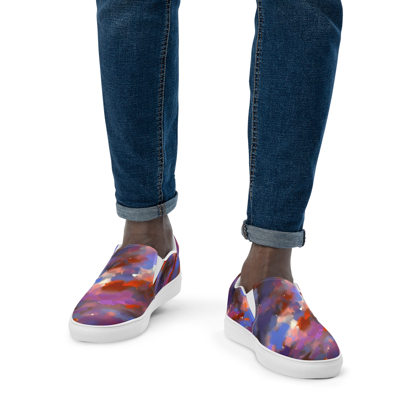 Men's Slip-On Canvas Shoes - Celestial Brushstroke