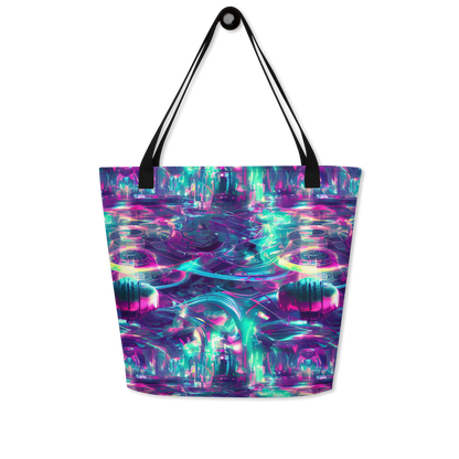 Large Tote Bag w/ Pocket - Synthwave Surge