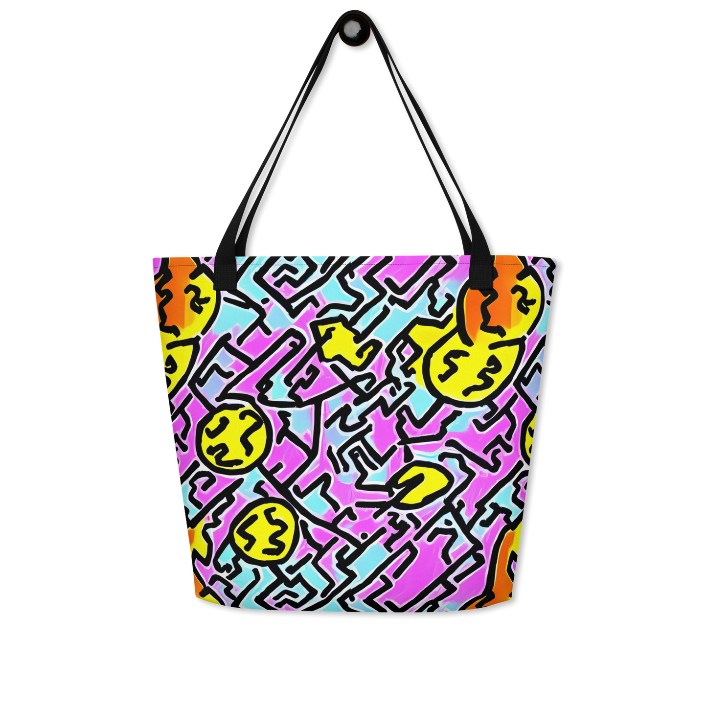 Large Tote Bag w/ Pocket - Punk Doodles