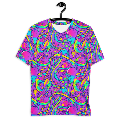 Men's Crew Neck T-Shirt - Neon Galaxy Whirl