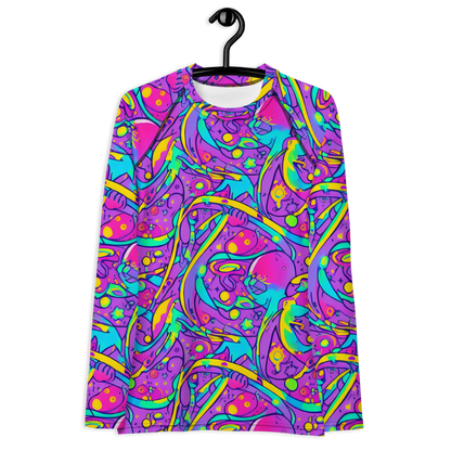 Women's Rash Guard - Neon Galaxy Whirl