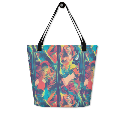 Large Tote Bag w/ Pocket - Neon Aurora