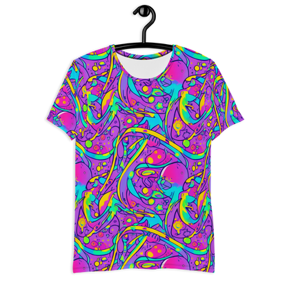 Men's Athletic T-Shirt - Neon Galaxy Whirl