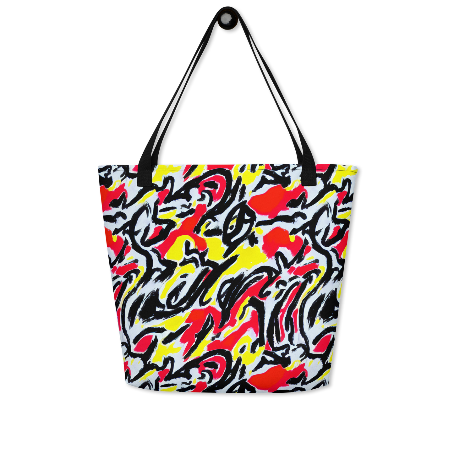 Large Tote Bag w/ Pocket - Cosmic Brushstrokes