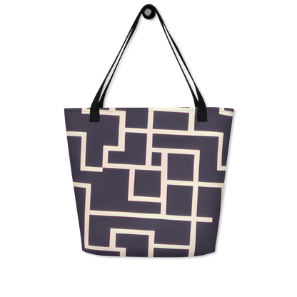 Large Tote Bag w/ Pocket - Gilded Gridlock