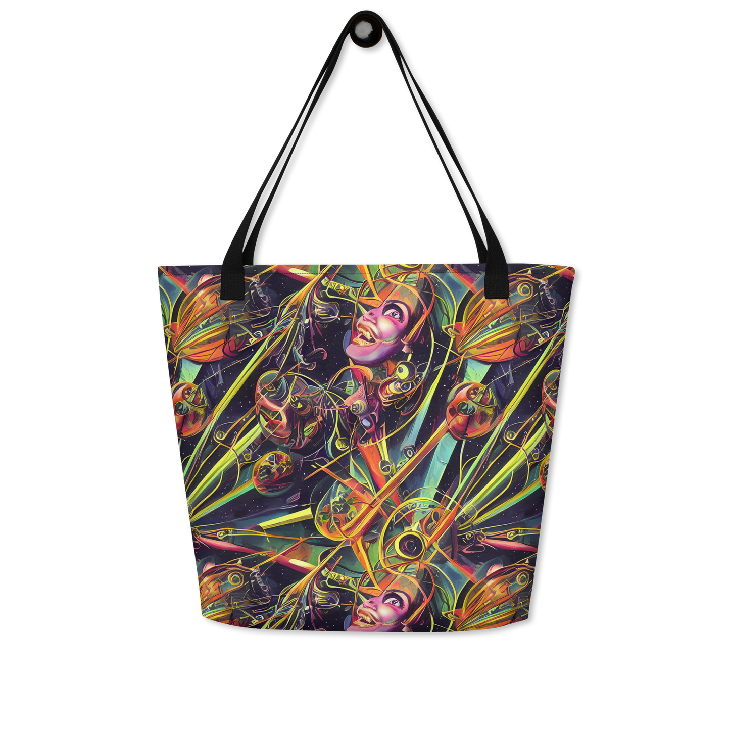 Large Tote Bag w/ Pocket - Psychedelic Deep Space