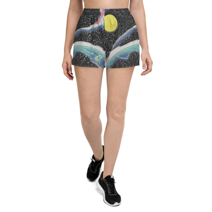 Women’s Athletic Shorts - Lunar Waves