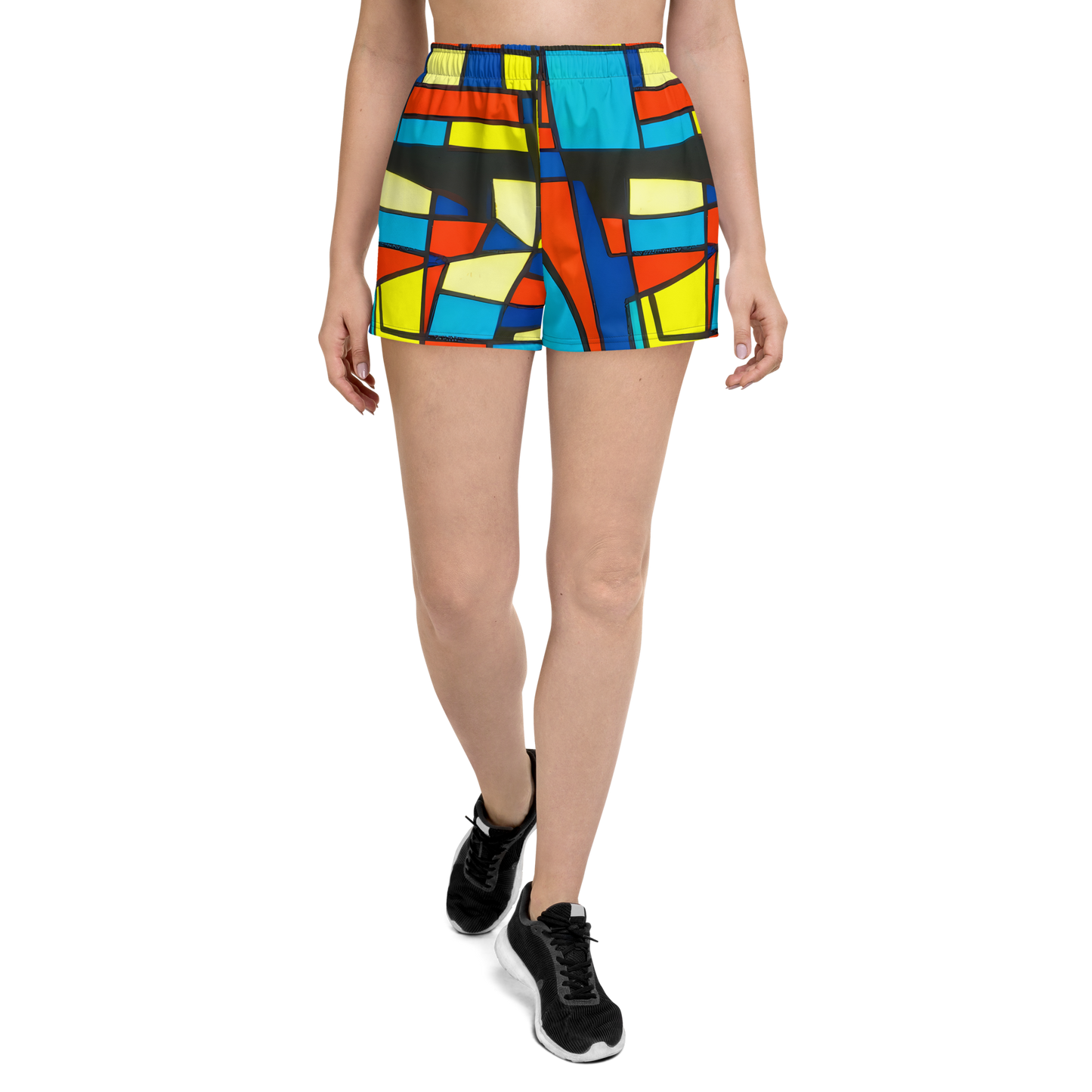 Women’s Athletic Shorts - Neon Fractals