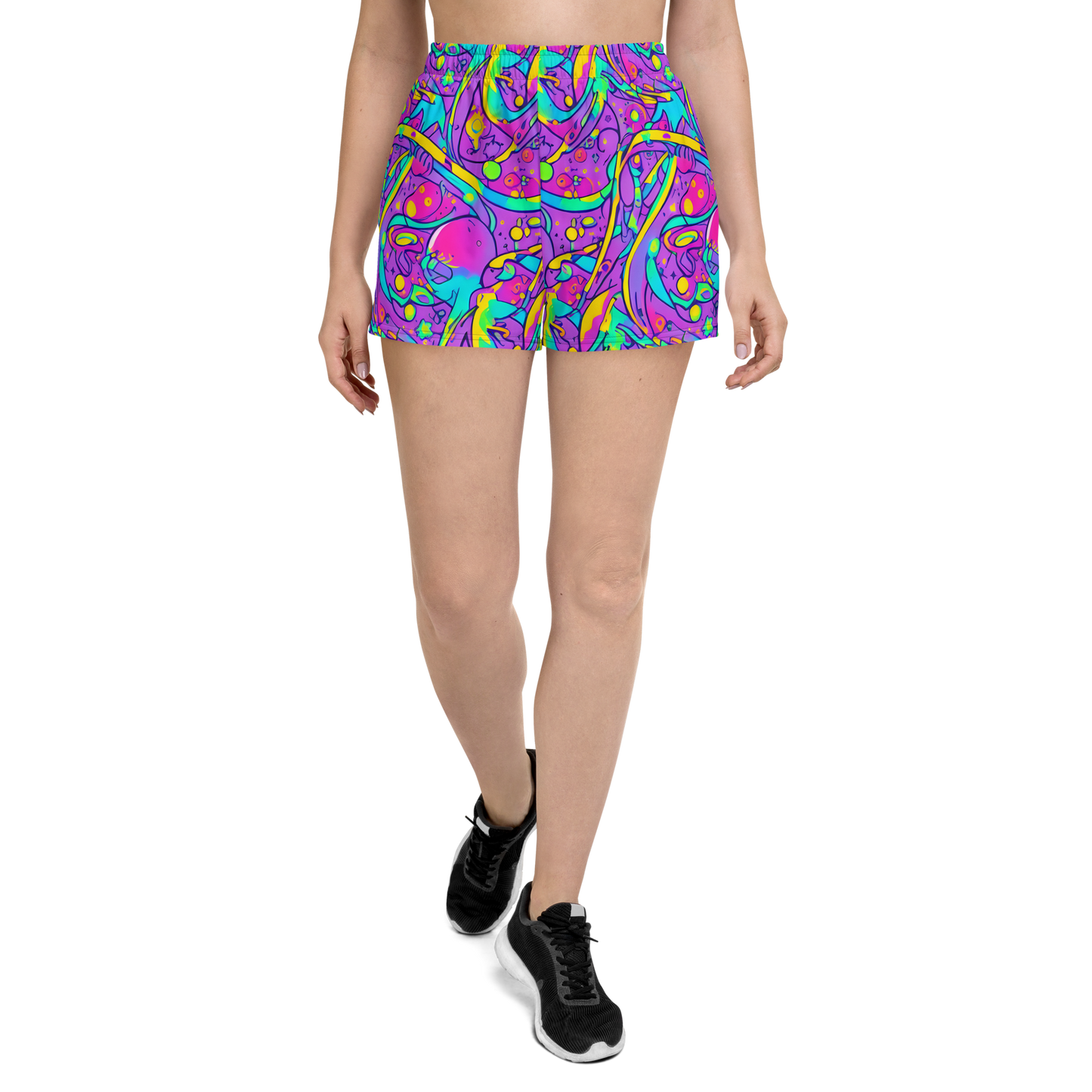 Women’s Athletic Shorts - Neon Galaxy Whirl