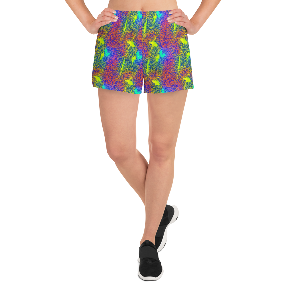 Women’s Athletic Shorts - Prismatic Web