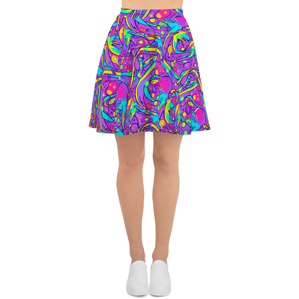 Skater Skirt - Neon Galaxy Whirl