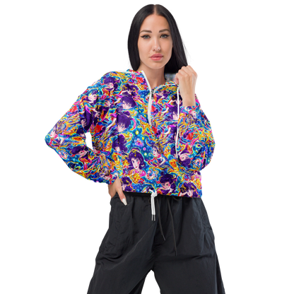 Women's Cropped Windbreaker - Aquatic Whim