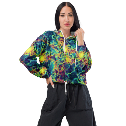 Women's Cropped Windbreaker - Echoed Pulses