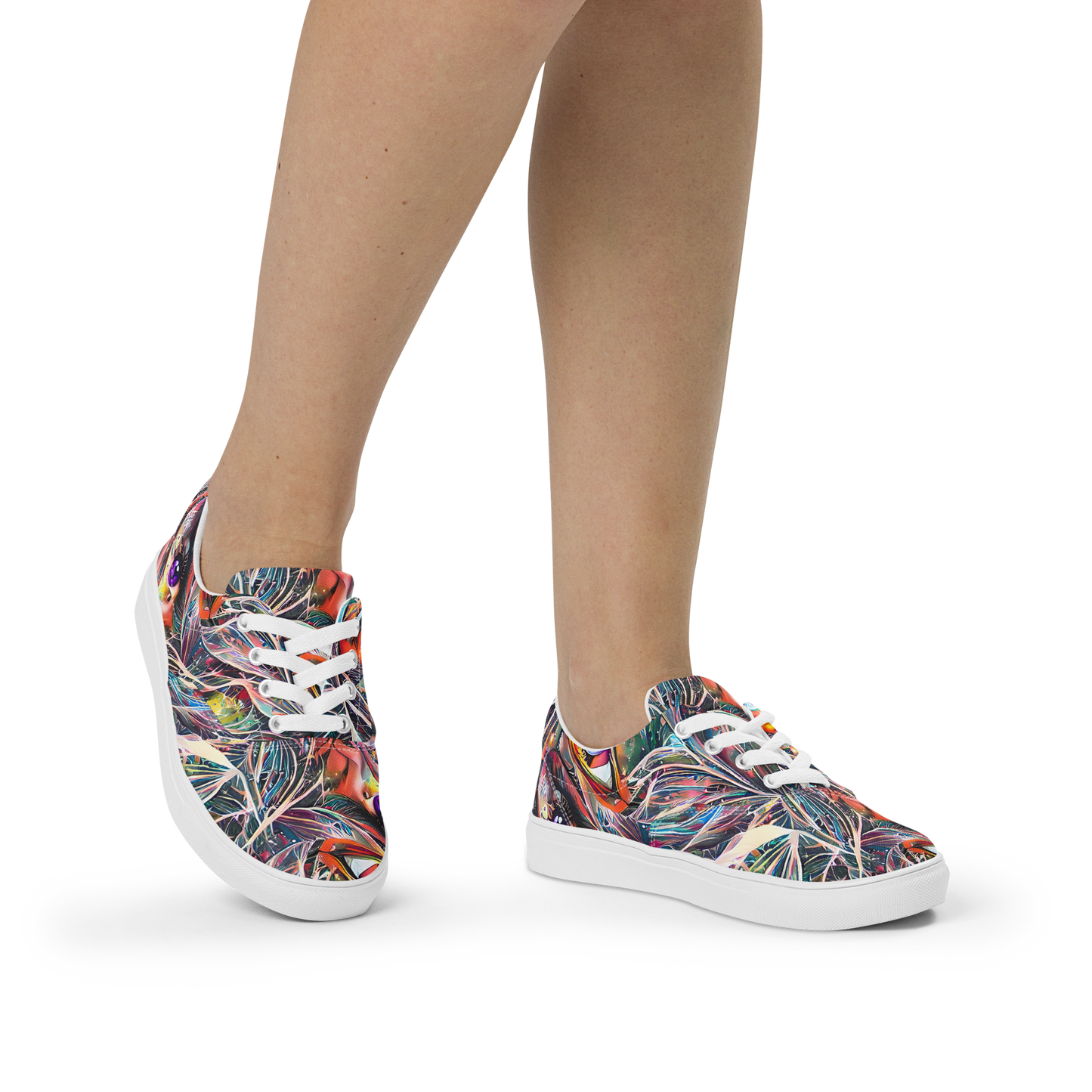 Women's Lace-Up Canvas Shoes - Prismatic Reverie