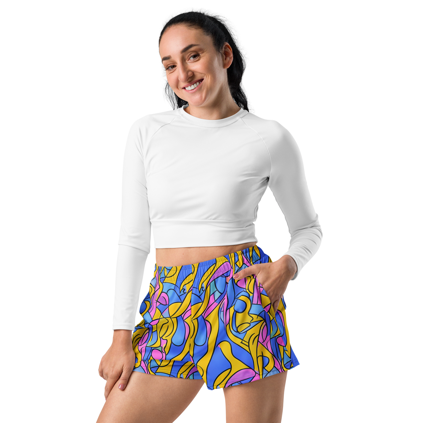 Women’s Athletic Shorts - Cosmic Curves