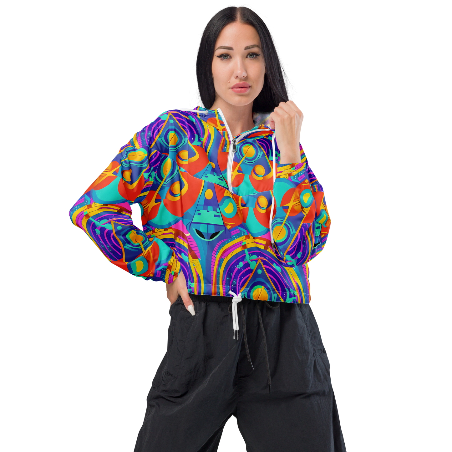 Women's Cropped Windbreaker - Blast of Color