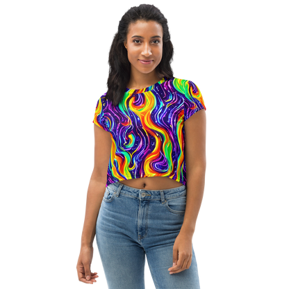 Women's Crop Tee - Galactic Flames