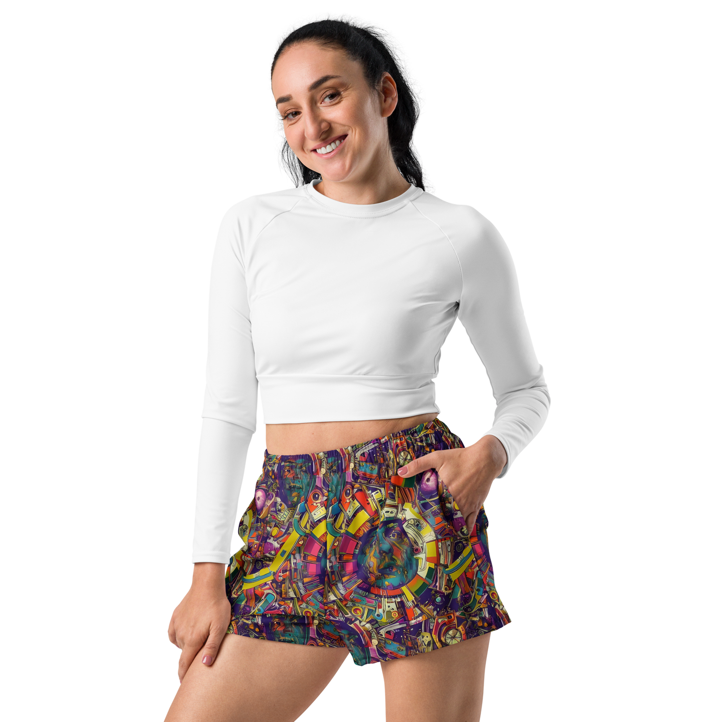 Women’s Athletic Shorts - Cosmic Collage