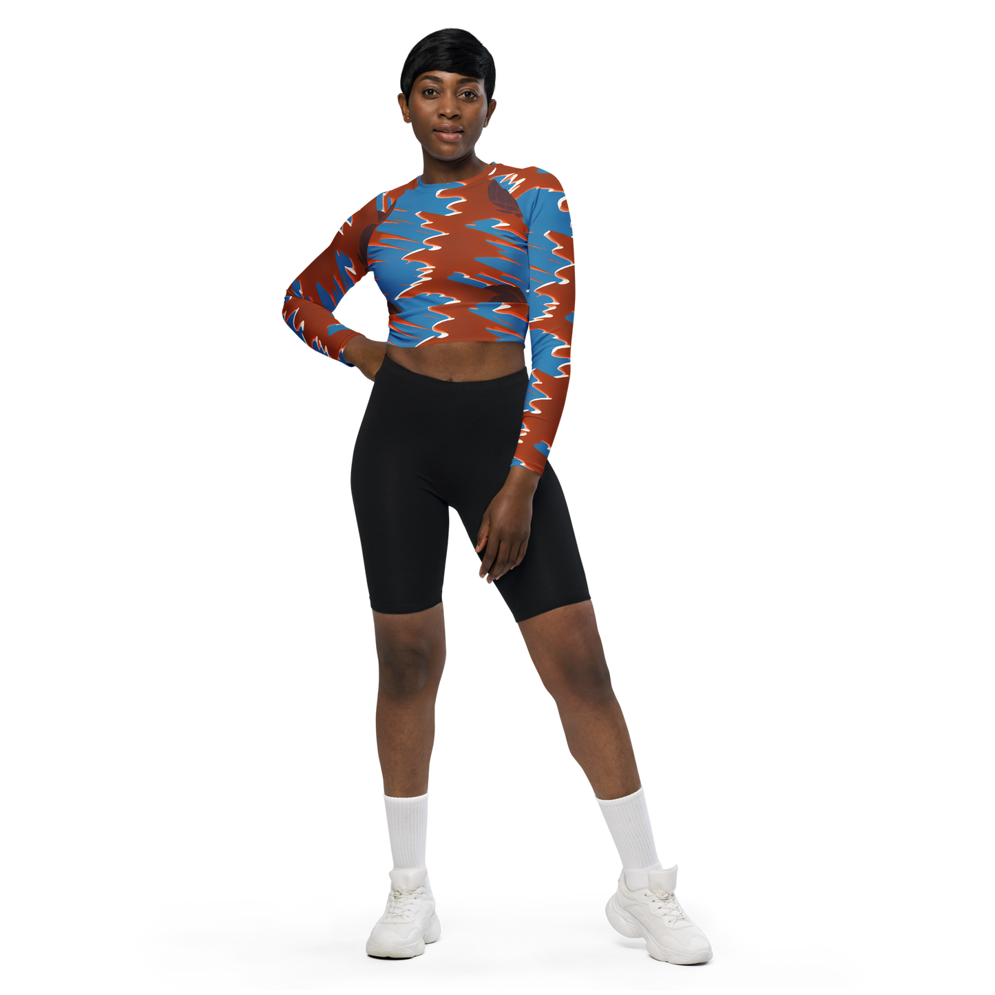 Long Sleeve Crop Top - Desert Vortex