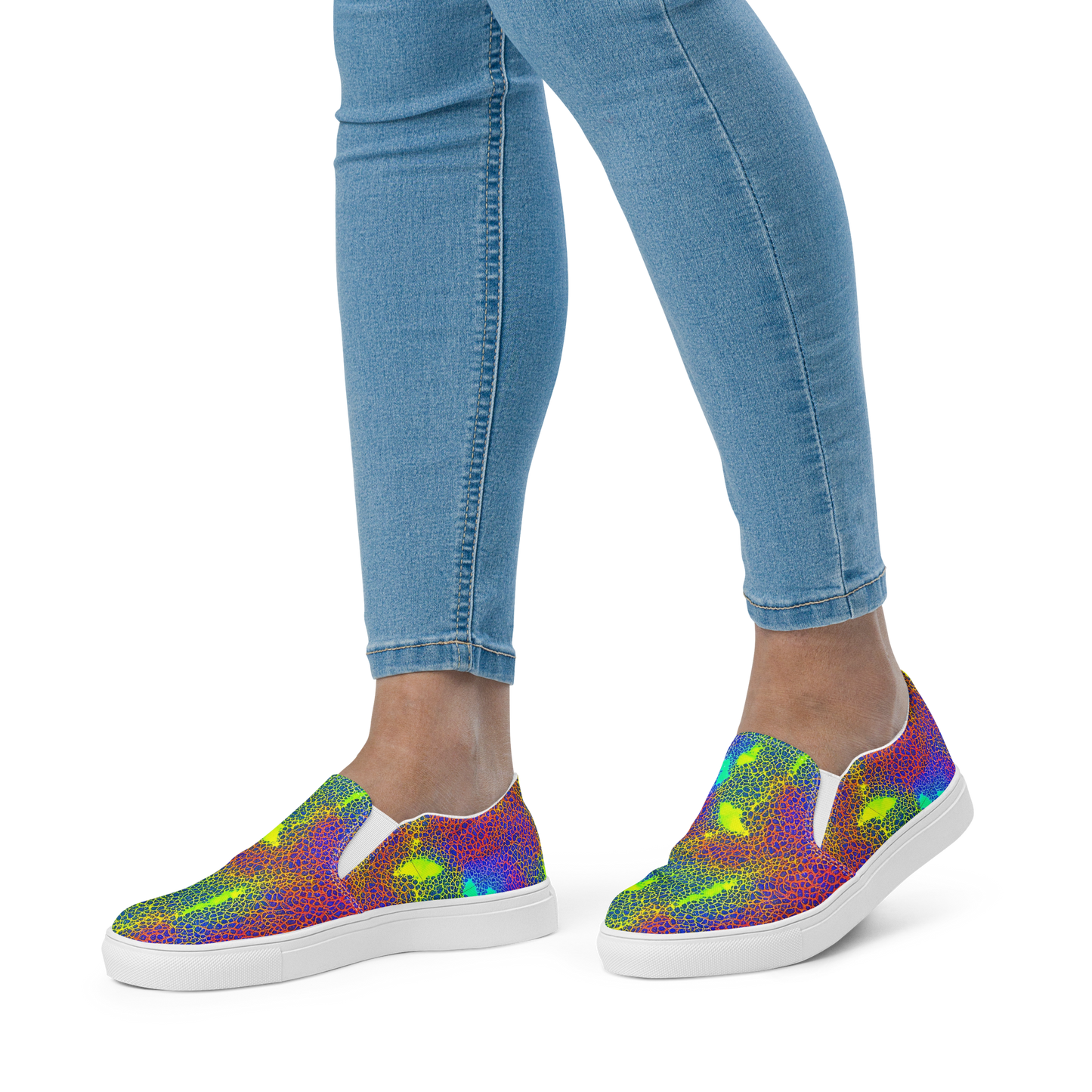 Women's Slip-On Canvas Shoes - Prismatic Web