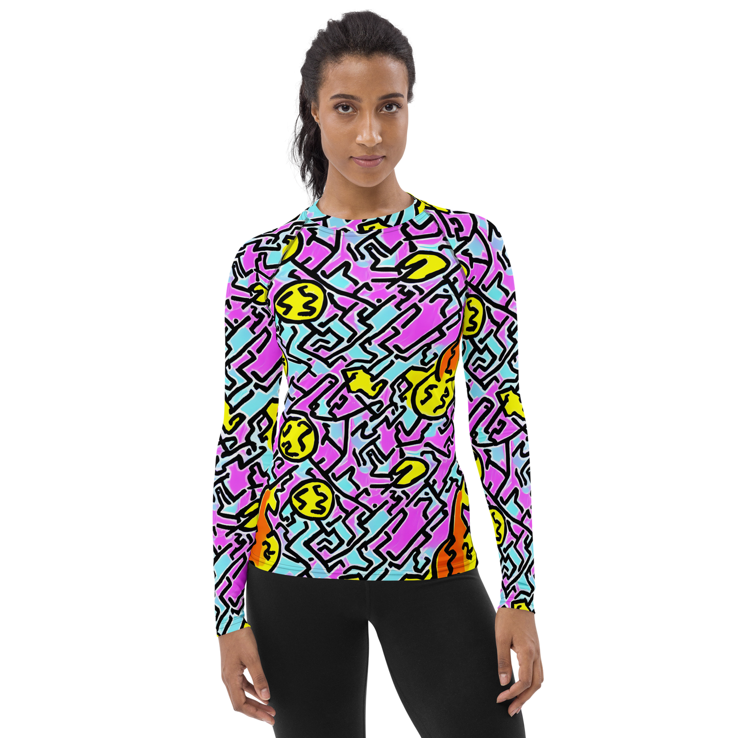 Women's Rash Guard - Punk Doodles