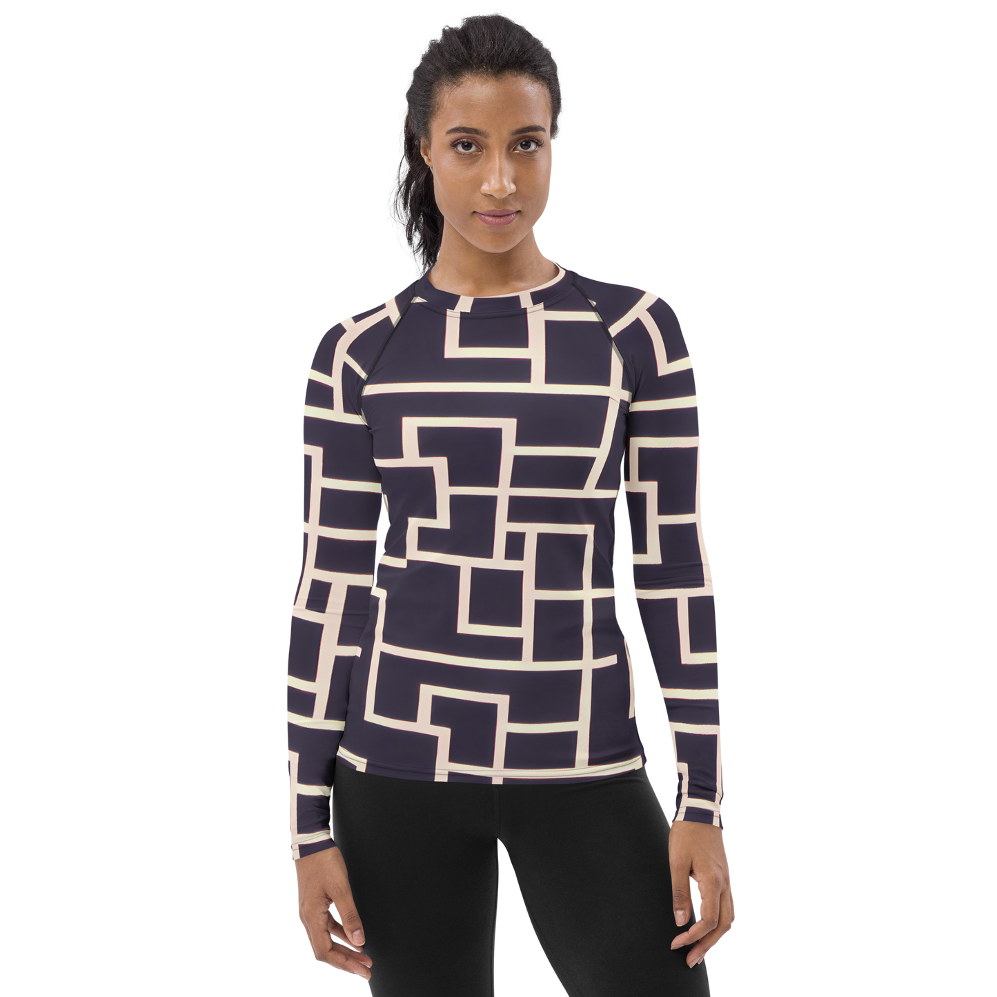 Women's Rash Guard - Gilded Gridlock