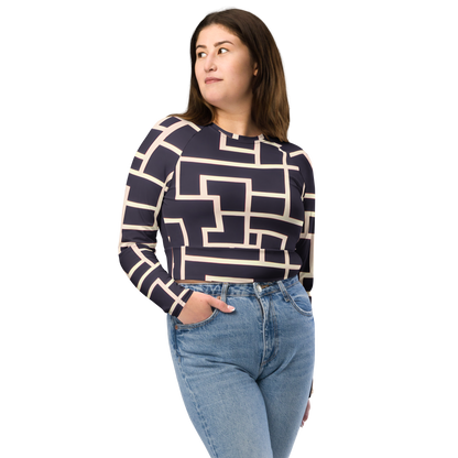 Long Sleeve Crop Top - Gilded Gridlock