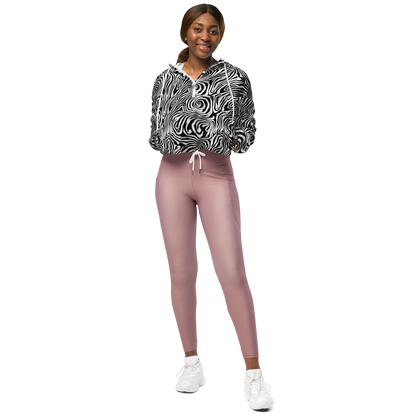 Women's Cropped Windbreaker - Warped Cosmos